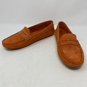 Massimo Mateo Firenze Womens Penny Keeper Loafers Size 7.5 Orange Suede Drivers